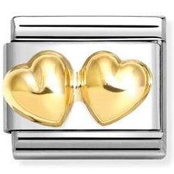 030116/23 NEW Classic 18ct Yellow Gold Double Raised Hearts Links
