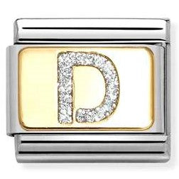 030291/04 Classic GLITTER LETTER steel, enamel, 18k gold D