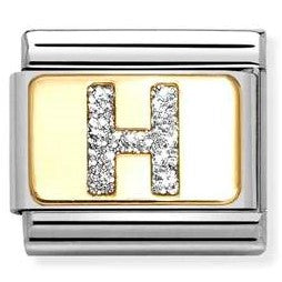 030291/08 Classic GLITTER LETTER steel, enamel, 18k gold H