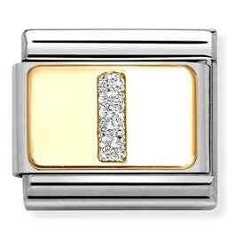 030291/09 Classic GLITTER LETTER steel, enamel, 18k gold I