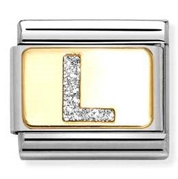 030291/12 Classic GLITTER LETTER steel, enamel, 18k gold L
