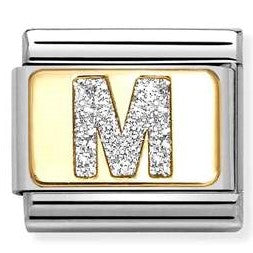 030291/13 Classic GLITTER LETTER steel, enamel, 18k gold M