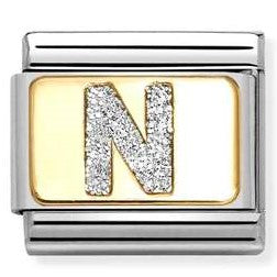 030291/14 Classic GLITTER LETTER steel, enamel, 18k gold N