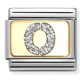 030291/15 Classic GLITTER LETTER steel, enamel, 18k gold O