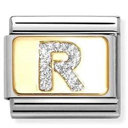 030291/18 Classic GLITTER LETTER steel, enamel, 18k gold R
