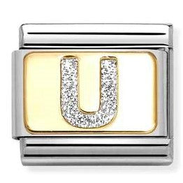030291/21 Classic GLITTER LETTER steel, enamel, 18k gold U
