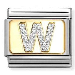 030291/23 Classic GLITTER LETTER steel, enamel, 18k gold W