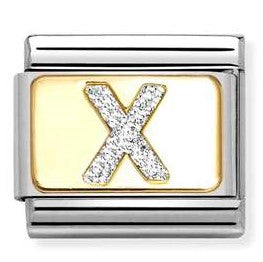 030291/24 Classic GLITTER LETTER steel, enamel, 18k gold X