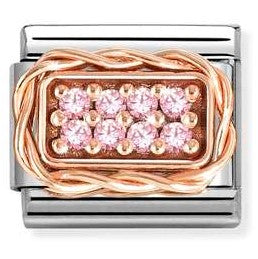 430318/06 NEW Classic 9ct Rose Gold LIGHT PINK CZ PAVE Link