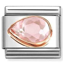 430605/003 NEW Classic 9ct Rose Gold PINK CZ Drop LEFT Link