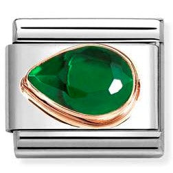 430605/004 NEW Classic 9ct Rose Gold GREEN CZ Drop LEFT Link