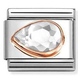 430605/010 NEW Classic 9ct Rose Gold WHITE CZ Drop LEFT Link