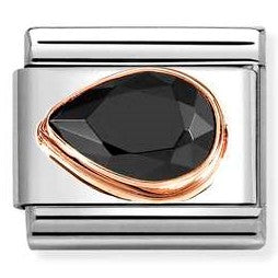 430605/011 NEW Classic 9ct Rose Gold BLACK CZ Drop LEFT Link