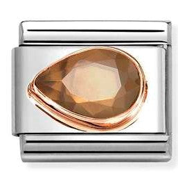 430605/012 NEW Classic 9ct Rose Gold SMOKEY CZ Drop LEFT Link