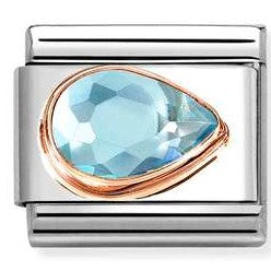 430606/006 NEW Classic 9ct Rose Gold LIGHT BLUE CZ Drop RIGHT Link