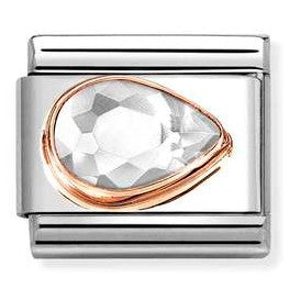 430606/010 NEW Classic 9ct Rose Gold WHITE CZ Drop RIGHT Link
