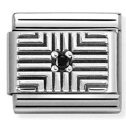 330310/08 NEW Classic Sterling Silver Linear Black CZ Link