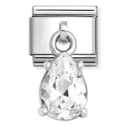 331812/10 NEW Classic Sterling Silver Drop Pear Cut CZ Stone Link