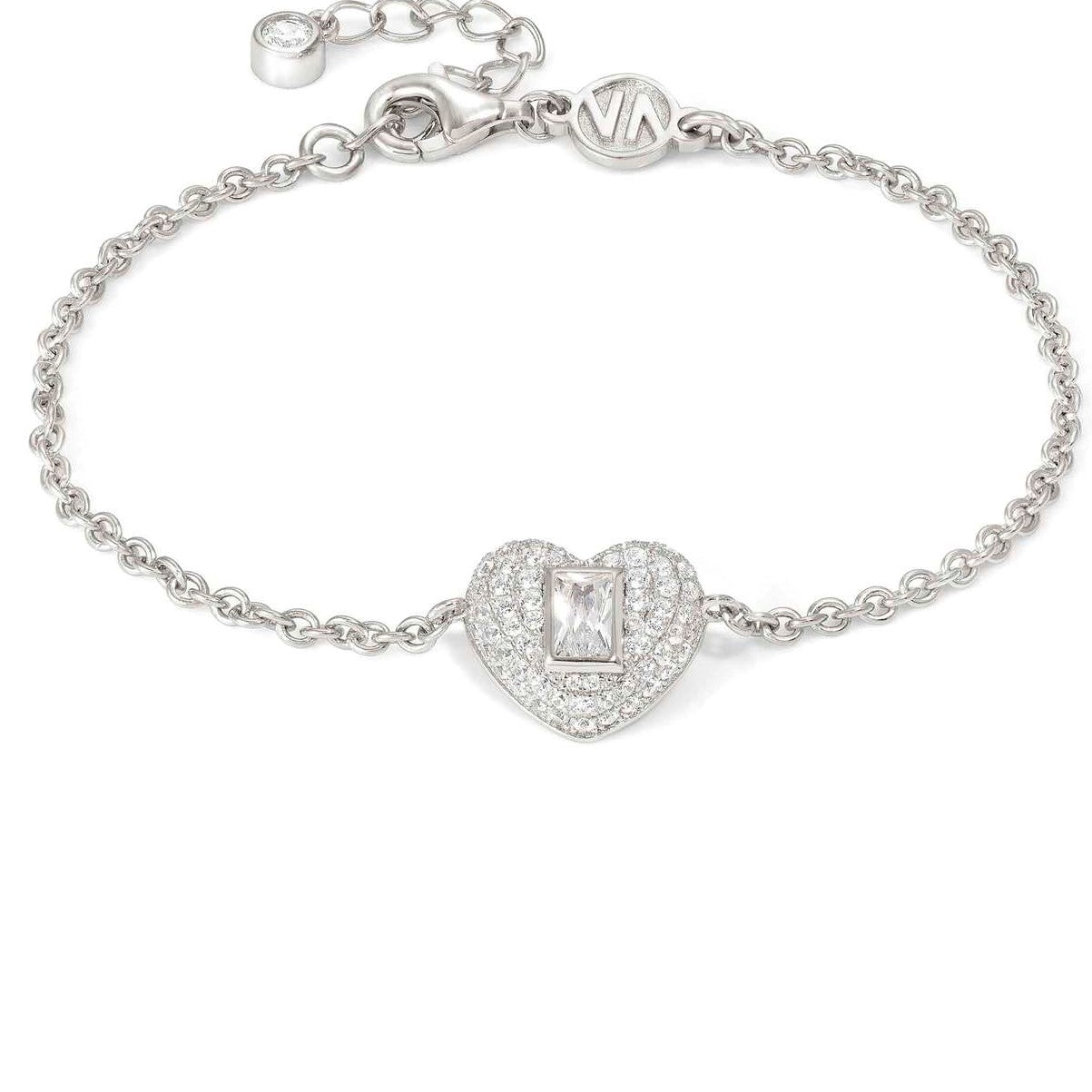 240405/031* DOMINA Sterling Silver Bracelet cubic zirconia pavè Heart Shape