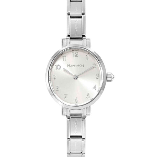 076038/017 PARIS watch with steel strap OVAL with cz Silver