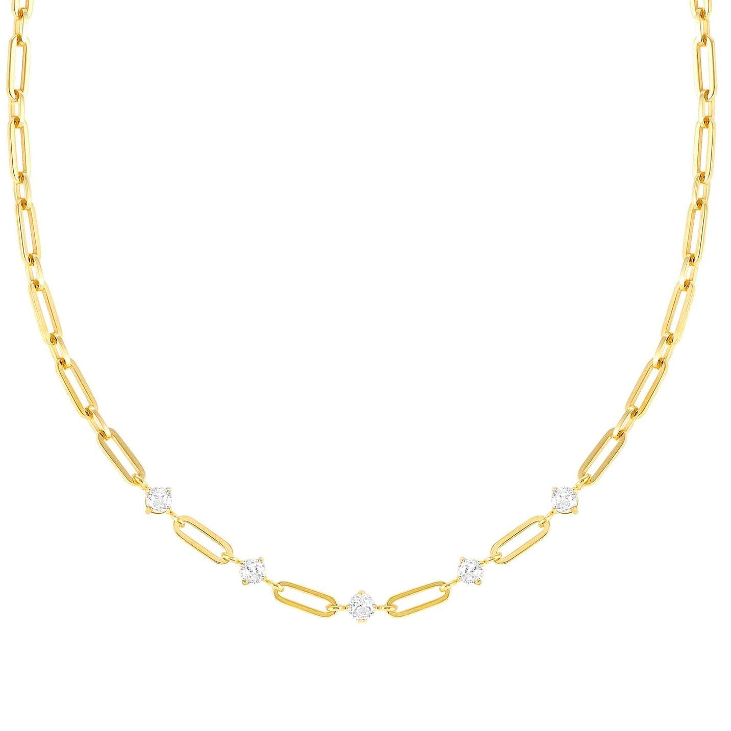 029401/012 CHAINSOFSTYLE Yellow PVD Steel and CZ Necklace