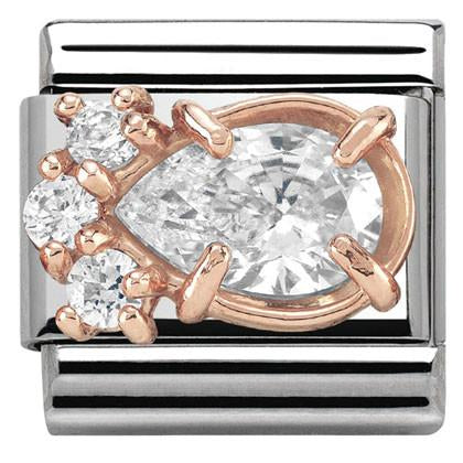 430309/01 Classic ZIRCONIA S/steel,9k gold WHITE Drop