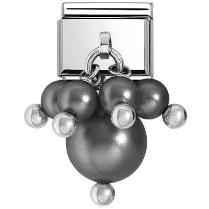 030609/03D Classic links in stainless steel with PEARL Black Pearl