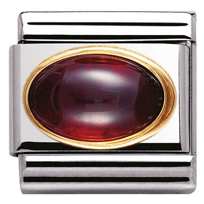 030504/03 Classic OVAL SEMIPRECIOUS STONES in stainless steel with 18k gold Garnet (03_GARNET)