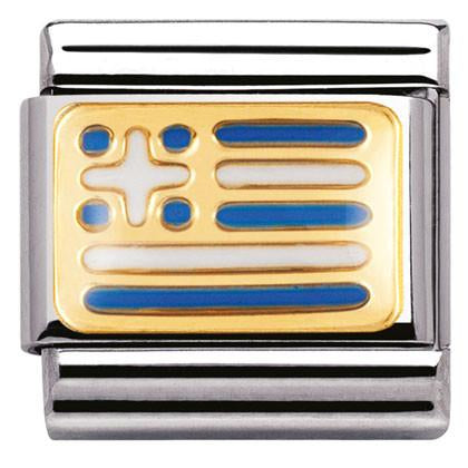 030234/22 Classic FLAG ,S/steel,enamel,18k gold GREECE