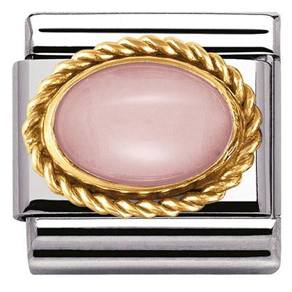 030507/22 Composable Classic HARD STONES in stainless steel with 18k gold setting and detail (22_PINK OPAL)