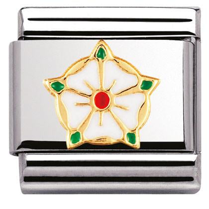 030250/11 Classic U.K stainless steel,enamel,18k gold White Rose of Yorkshire