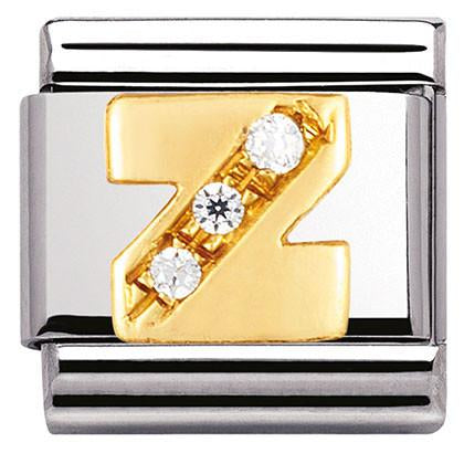 030301/26 Classic LETTERS,S/steel,18k gold CZ Leter Z