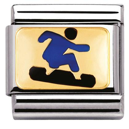030203/24D Classic Sport,S/Steel, enamel 18k gold Snowborder