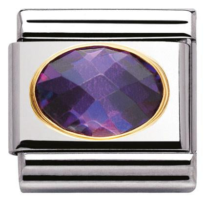030601/001 Classic FACETED CZ Purple stainless steel and 18k gold