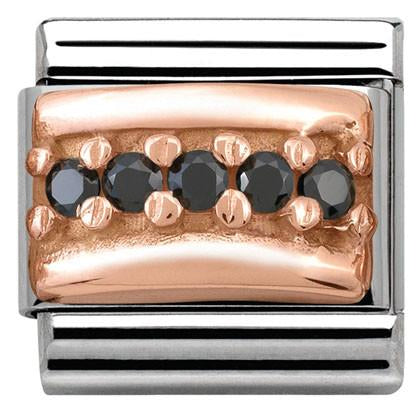 430304/10D Classic ENGRAVED PAVE,S/steel,9K rose gold,CZ Black CZ