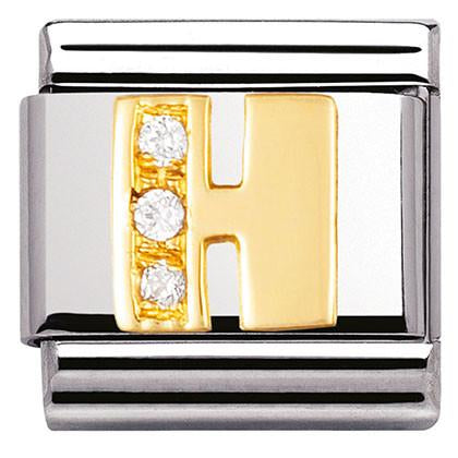 030301/08 Classic LETTERS,S/steel,18k gold,CZ H