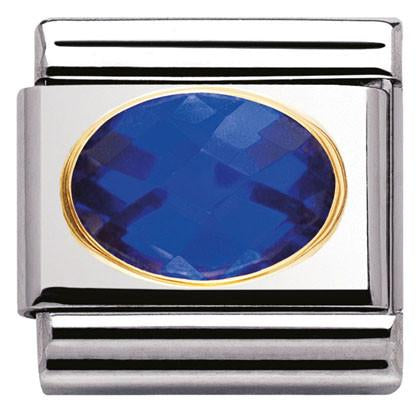 030601/007 Classic FACETED CZ Blue S/steel and 18k gold