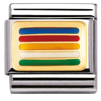 030234/25 Classic  FLAG,S/steel,enamel,18k gold PEACE FLAG