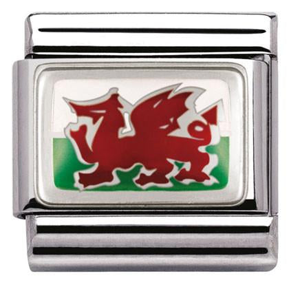 330207/02 Classic FLAGS,S/steel,enam.sterling silver wales