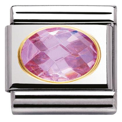 030601/003 Classic FACETED CZ Pink stainless steel and 18k gold