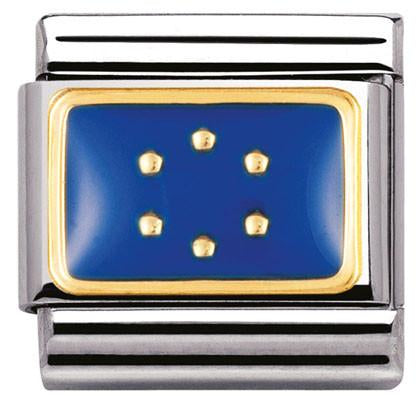 030234/24 Classic FLAG S/steel,enamel,18k gold BLUE EUROPE