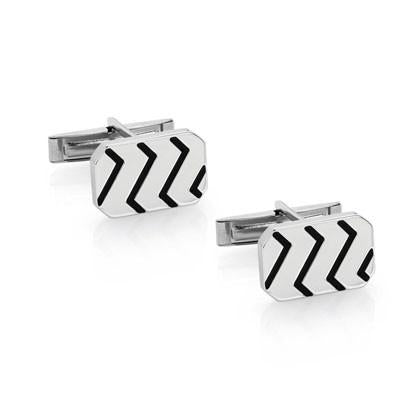 Cufflinks METROPOLITAN in steel with enamel (010_Rectangle)
