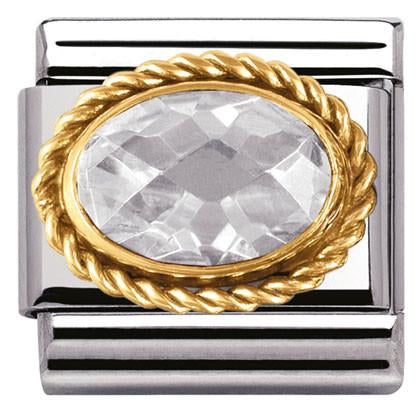 030602/010 COMPOSABLE CLASSIC FACETED Cubic zirconia? stainless steel and 18k gold (010_White)