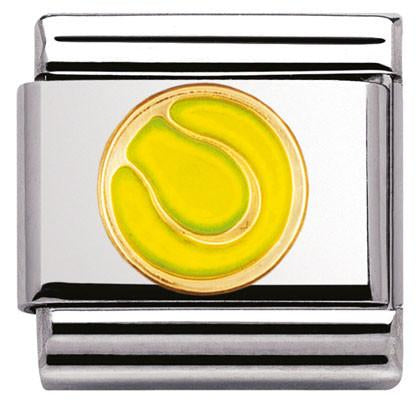 030203/43D Classic Sport,S/Steel, enamel and 18k gold tennis Ball