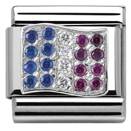 330318/03 Classic FLAGS, S/steel,CZ,silver France