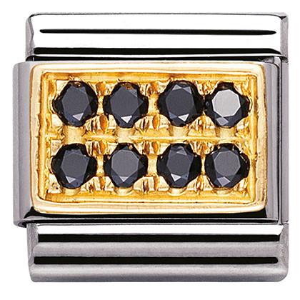 030314/10 Classic PAVE in steel with 18k gold and Cubic Zirconia (10_Black CZ)
