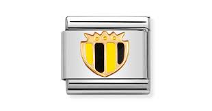 CLEARANCE 030204/35D Classic FOOTBALL SHIELD,S/steel,enamel,18k gold Black_Yellow)