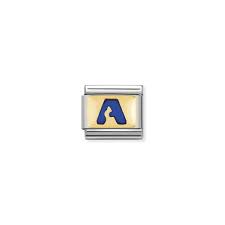 030201D Classic 18K and Enamel Letter in BLUE 030201