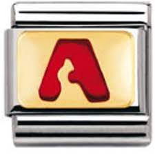 030202D Classic 18K and Enamel Letter in RED 030202