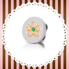 MYBONBONS 18k YG CZ Pink/Green Flower disc 065085/015